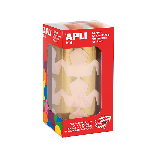 Rollo gomets Apli estrellas metaliz. 33 mm