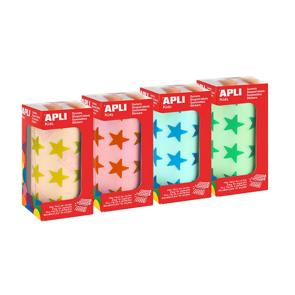 Rollo gomets Apli estrellas metaliz. 19,5 mm