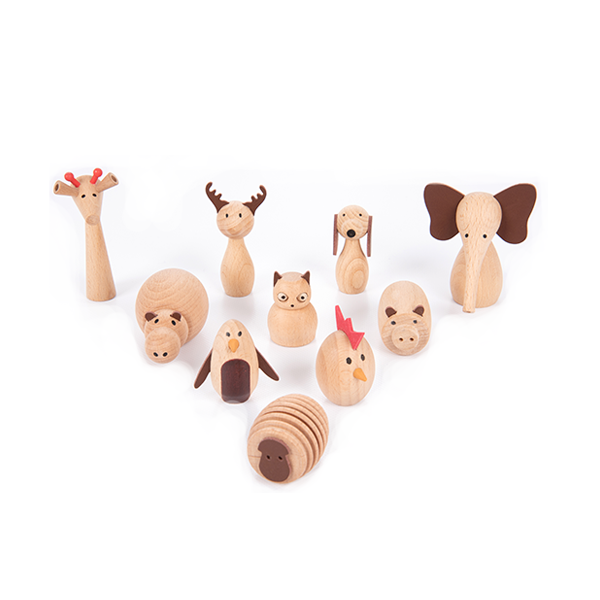 Conjunto 10 animales madera