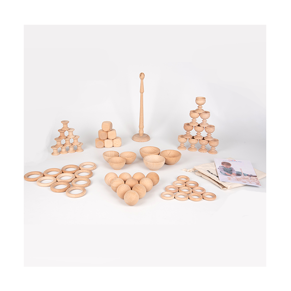 Figuras madera natural. Kit 63 u.