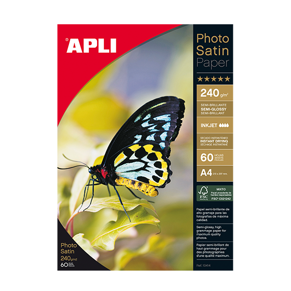 Apli photo satin A4 60 hojas 240 g.