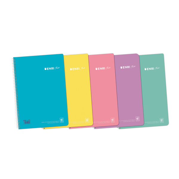 Cuaderno espiral Enri + tapa pp. folio pastel