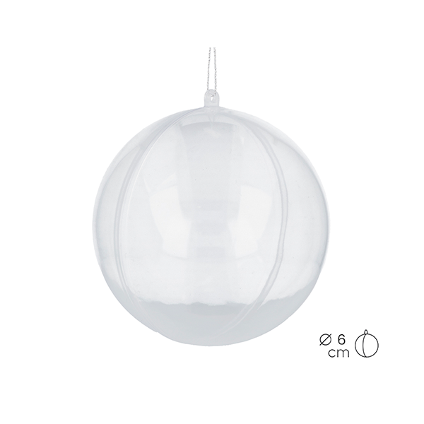 Bola plástico transp. para colgar Ø 10 cm.