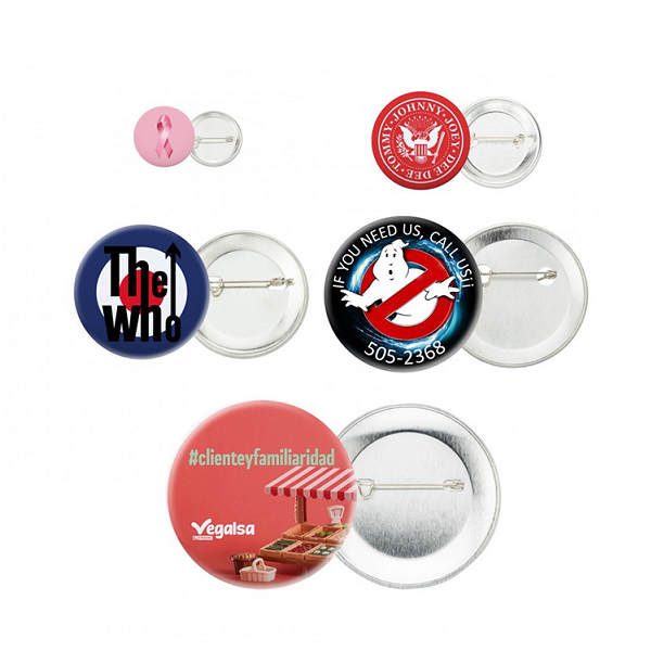 Chapas metálicas con alfiler pack 500 u.