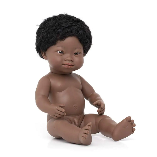 Muñeco africano 38 cm. síndrome down